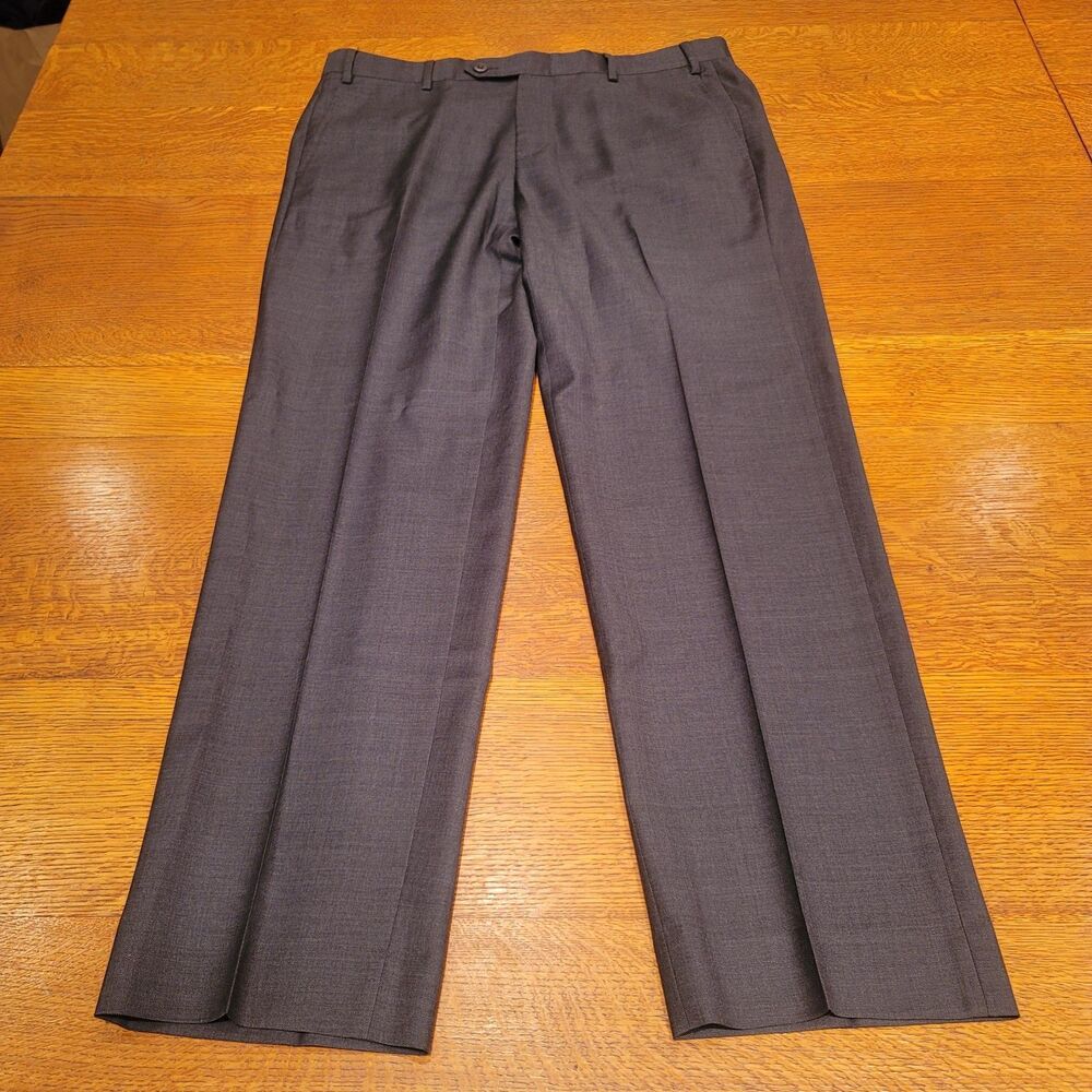 Zanella Made in Italy Devon Pleated Men's Dress Pants 100% Virgin Wool Gray 35